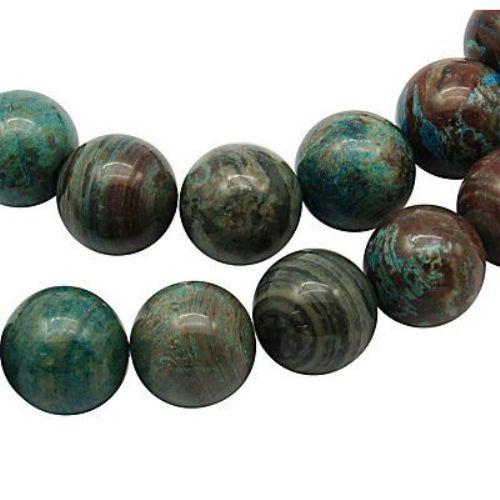 Наниз мъниста полускъпоценен камък АХАТ синьо-кафяв топче 12 мм ~32 броя