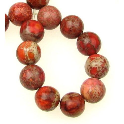 Gemstone Beads Strand, Regalite, Round, Dyed, Orange, 10mm, ~40 pcs