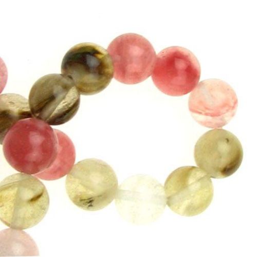 Tourmaline Quartz assorted ball shaped 10 mm String beads semi-precious stone ~ 38 pieces
