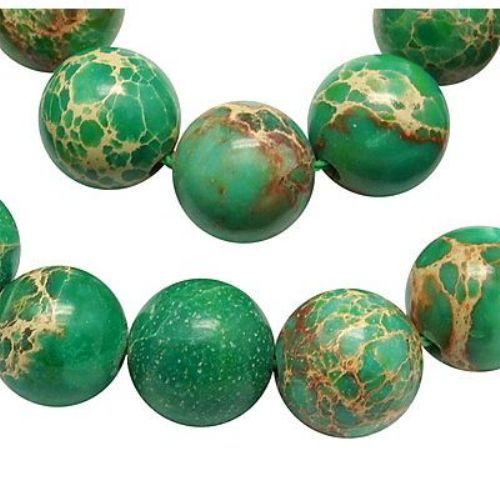 Наниз мъниста полускъпоценен камък РЕГАЛИТ зелен топче 6 мм ±66 броя