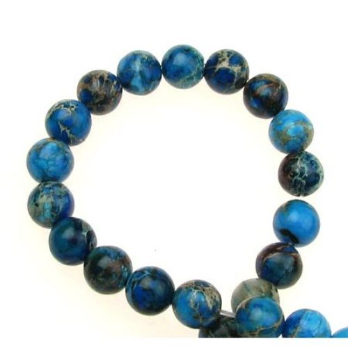 Gemstone Beads Strand, Regalite, Round, Dyed, Blue, 10mm, ~40 pcs