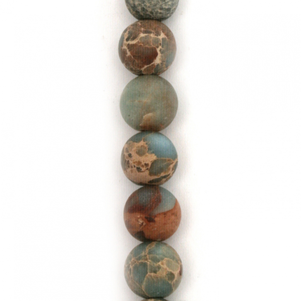 Наниз мъниста полускъпоценен камък РЕГАЛИТ син топче матирано 6 мм ~66 броя