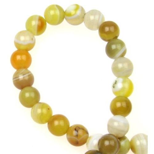 Natural Striped Agate Round Beads Strand, Dyed, Yellow 6mm ~ 62 pcs