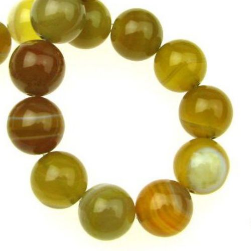 Natural Striped Agate Round Beads Strand, Dyed, Yellow 8mm ~ 48 pcs