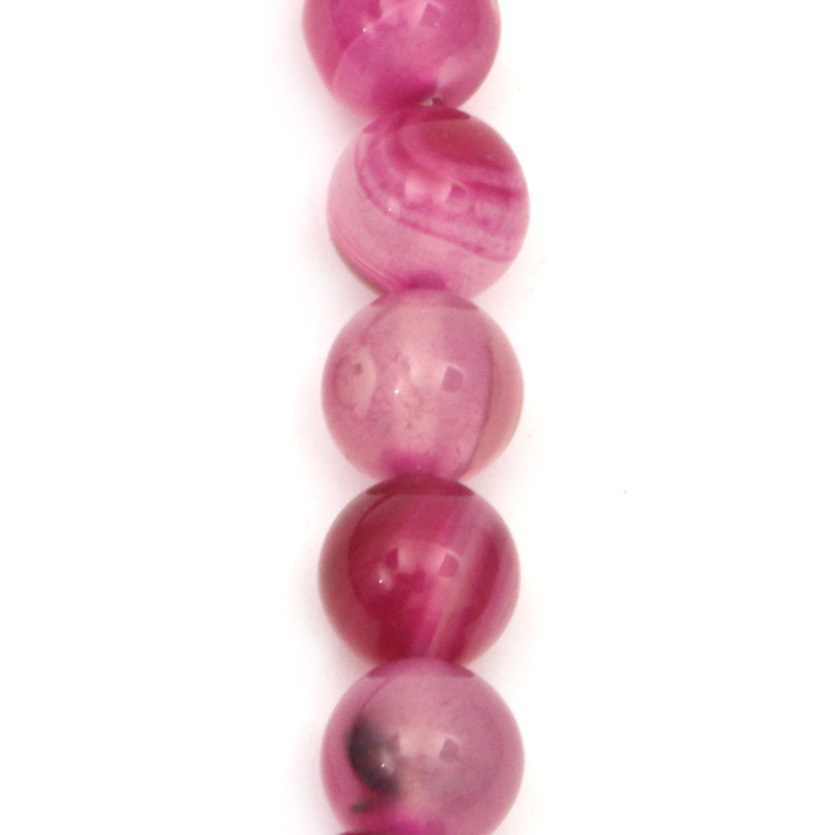 Natural Agate Round Beads Strand, Dyed, Hot Pink 6mm ~ 68 pcs
