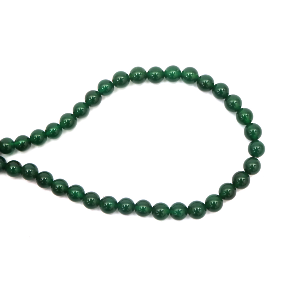 Natural, Dyed Agate Round Beads Strand, Green 8mm ~ 48 pcs