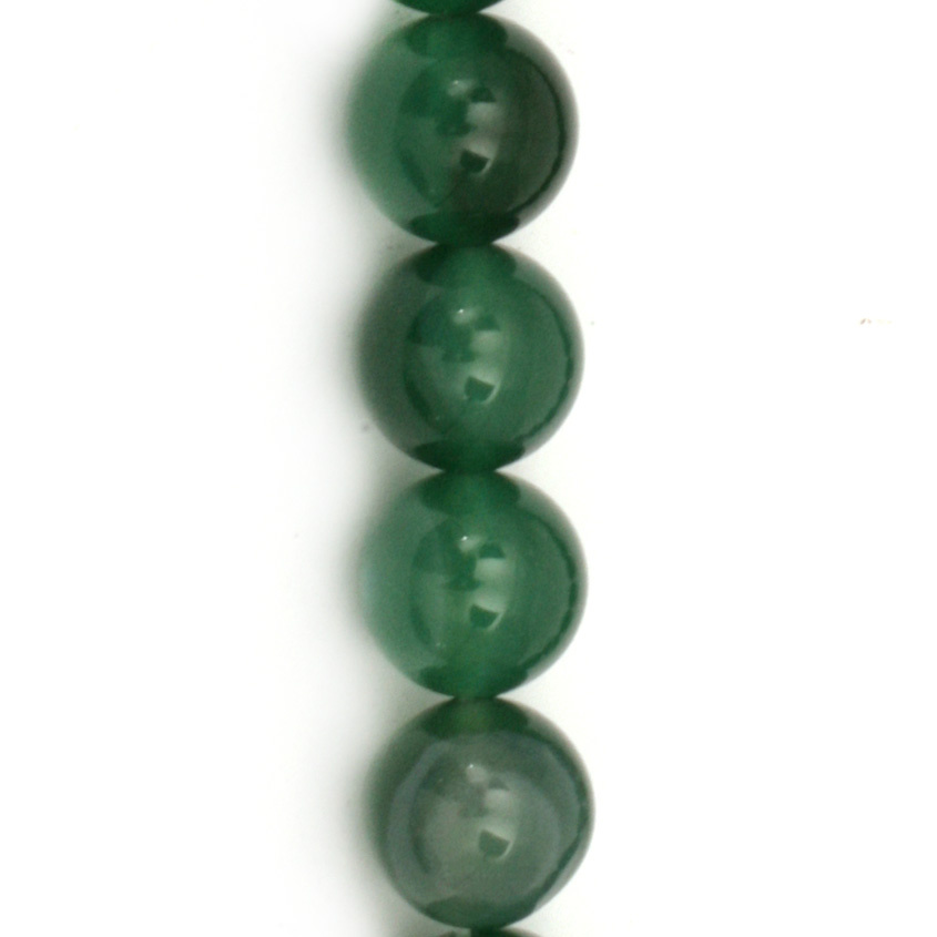 Natural MOSS AGATE Stone Beads String, Green, Ball: 10 mm ± 37 pieces
