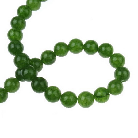 Natural, Dyed Agate Round Beads Strand, Green 10mm ~ 37 pcs