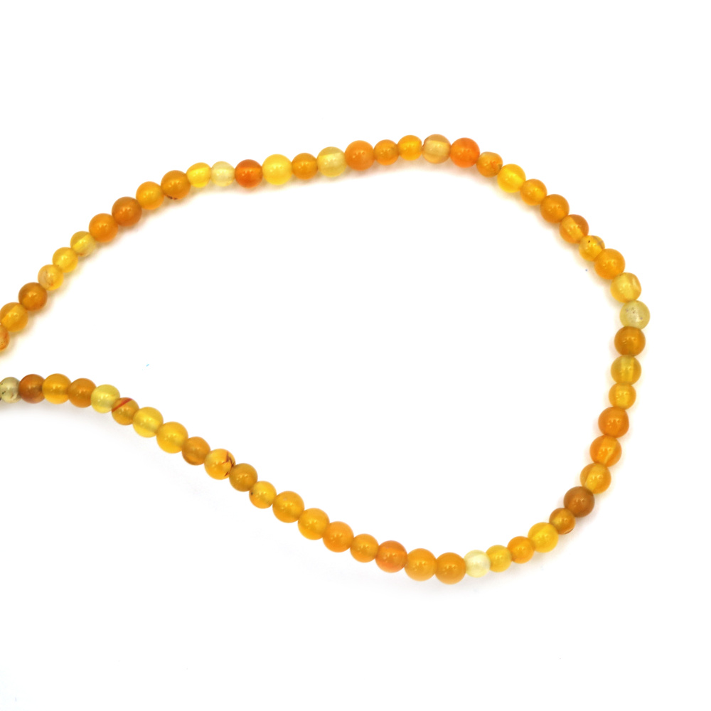 String Small Ball-shaped Gemstone Beads / Yellow AGATE, Ball: 4 mm ± 100 pieces