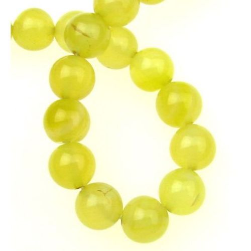 Natural, Dyed Agate Round Beads Strand, Yellow 10mm ~ 38 pcs