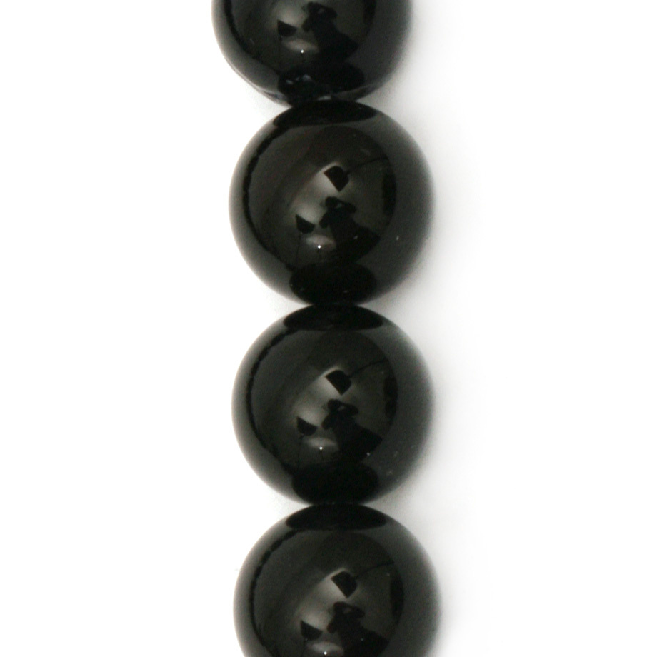 String of Ball-shaped Semi-precious Stone Beads / Dark Purple AGATE, Ball: 14 mm ± 28 pieces