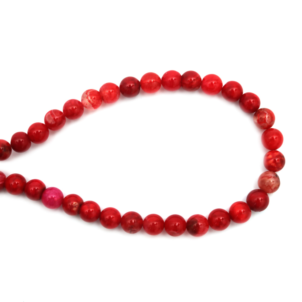 String of beads, cracked from semi-precious red agate stones, approximately 8 mm ~ 48 pieces