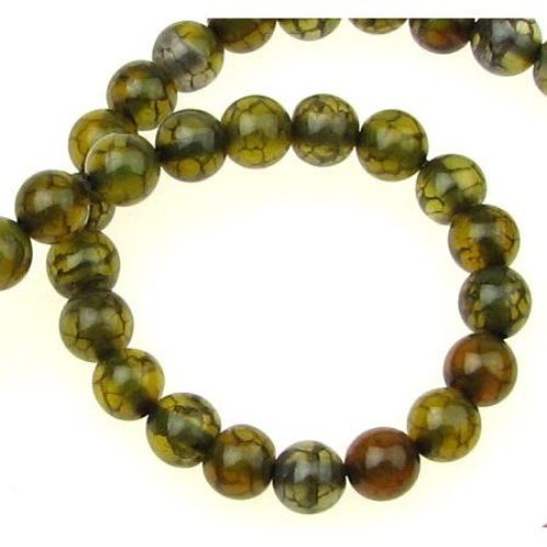 Natural, Dragon Veins, Dyed Agate Round Beads Strand   6mm ~ 64 pcs