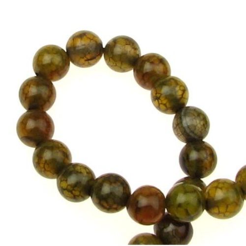 String Ball-shaped Gemstone Beads / Yellow-green AGATE, Ball: 8 mm ± 49 pieces