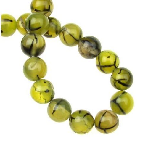 Șirag de margele rotunde din agat natural Dragon Veins, vopsit, 8 mm, ~48 buc
