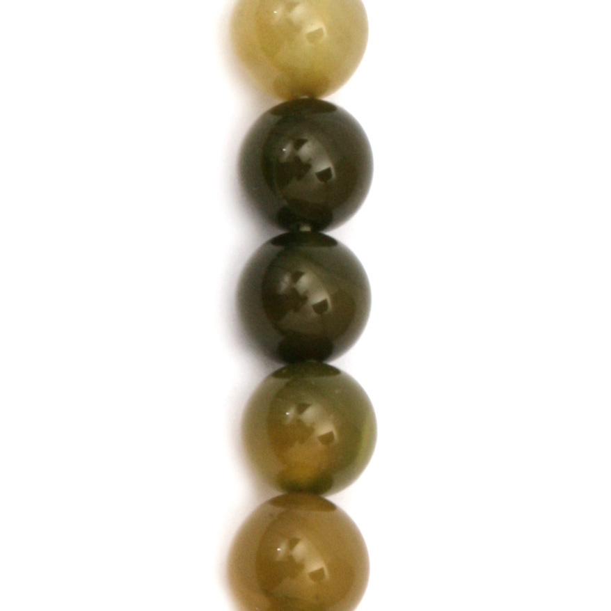 String Natural Stone Beads for Jewelry Design / Striped Green AGATE, Ball: 10 mm ± 39 pieces