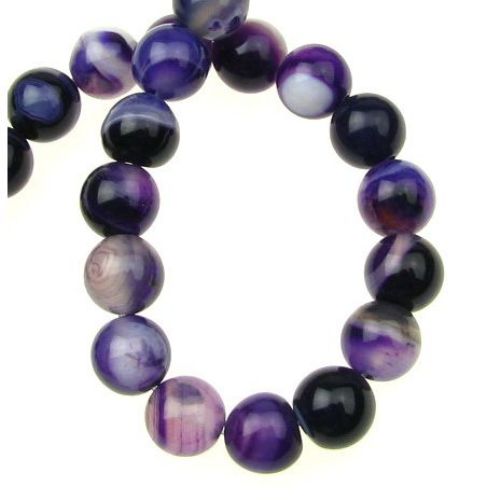 Natural Striped Agate Round Beads Strand, Dyed, Indigo 8mm ~ 48 pcs