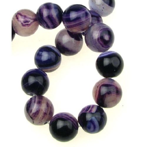 Natural Striped Agate Round Beads Strand, Dyed, Indigo12mm ~ 33 pcs