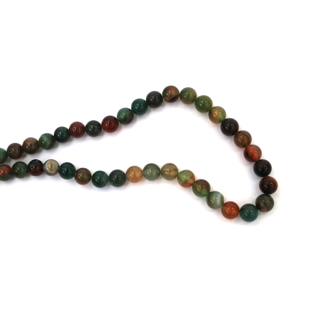 Șirag de mărgele din Agat multicolor (piatră semiprețioasă) – rotunde 8 mm, mixte, aprox. 50 buc., pentru bijuterii DIY creative și jucăușe