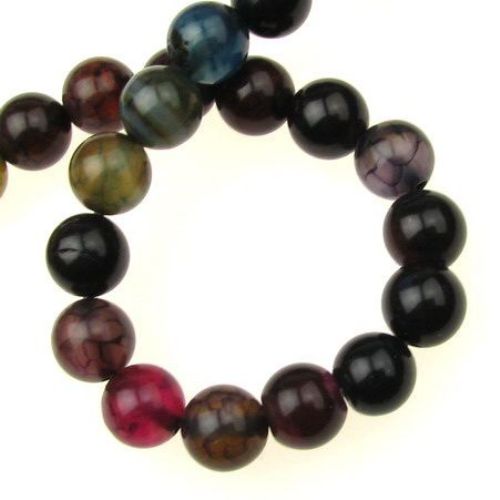 Natural Agate Round Beads Strand, Dyed, Asorted Colors10mm ~ 38 pcs