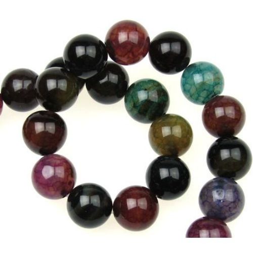 Natural Agate Round Beads Strand, Dyed, Asorted Colors 14mm ~ 28 pcs