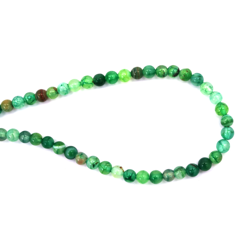 Natural Agate Round Beads Strand, Dyed, Green 6mm ~ 63 pcs