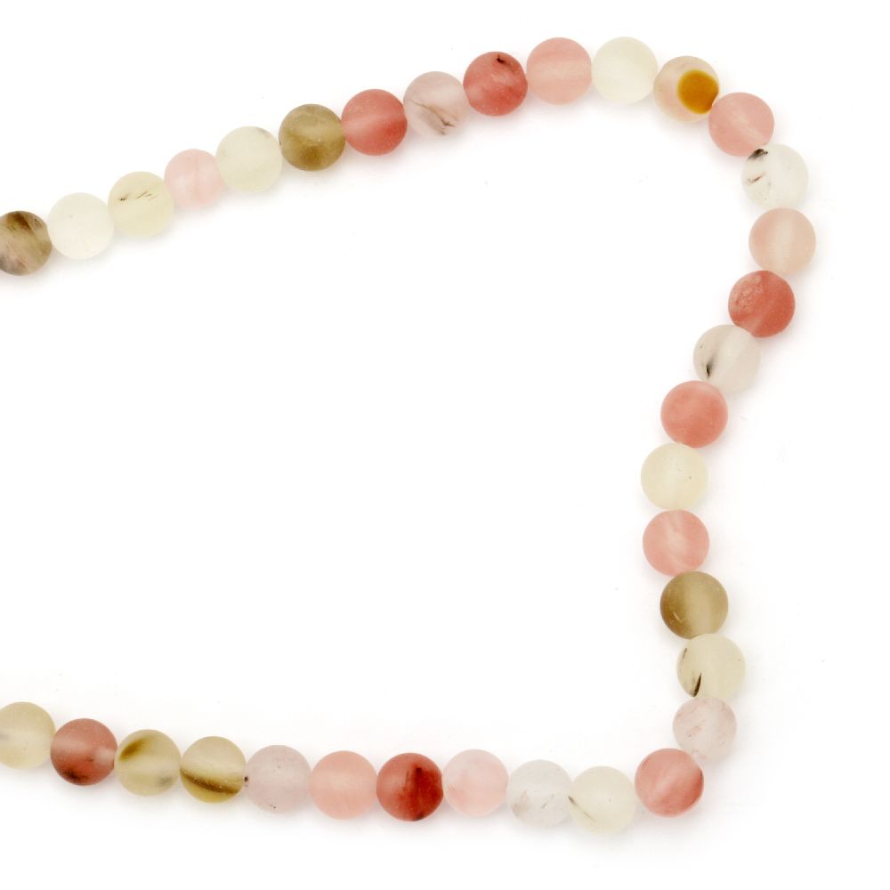 Tourmaline QUARTZ / ASSORTED Matte Natural Stone Beads Strand, Ball: 8 mm ~ 48 pieces 