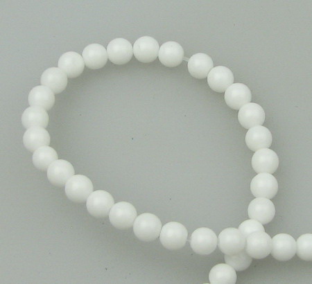 String Small Synthetic Semi-precious Stone Beads / WHITE AGATE, Ball: 4 mm ± 97 pieces