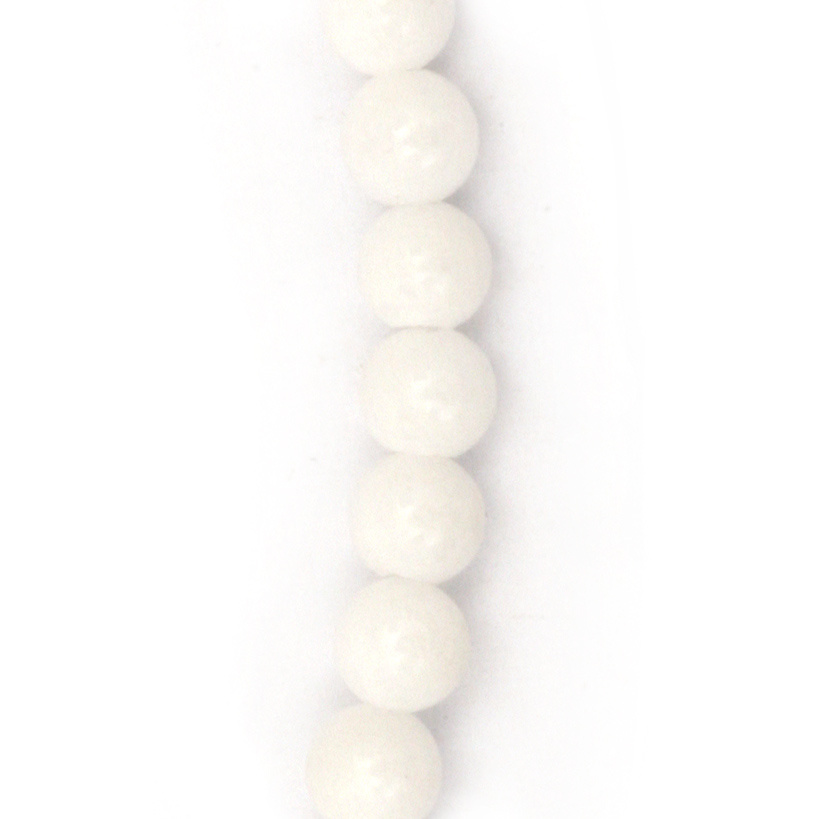 Наниз мъниста полускъпоценен камък АХАТ бял млечен топче 4 мм ~94 броя
