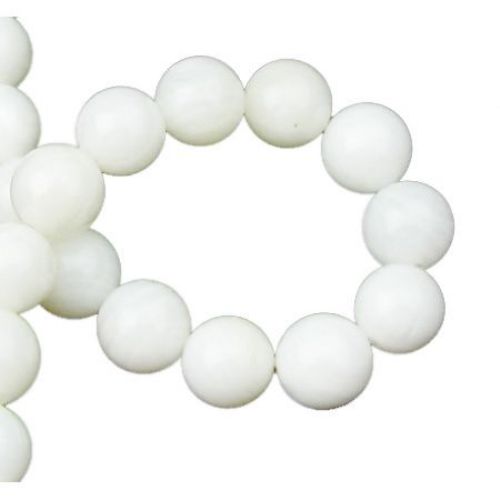String Ball-shaped Stone Beads / Milk White AGATE, Ball: 10 mm ± 40 pieces