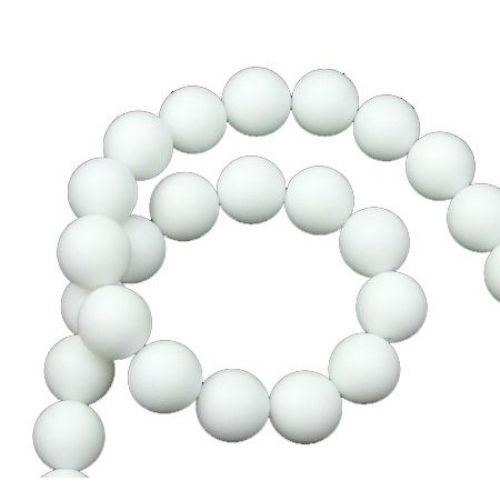 String Synthetic Semi-precious Matte Stone Beads / White AGATE, Ball: 8 mm ± 48 pieces