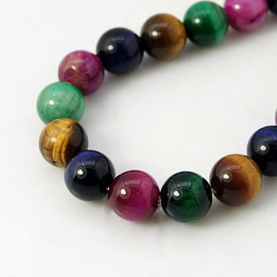 TIGER'S EYE Round Beads Strand Mixed Colors 8mm ~ 24 pcs
