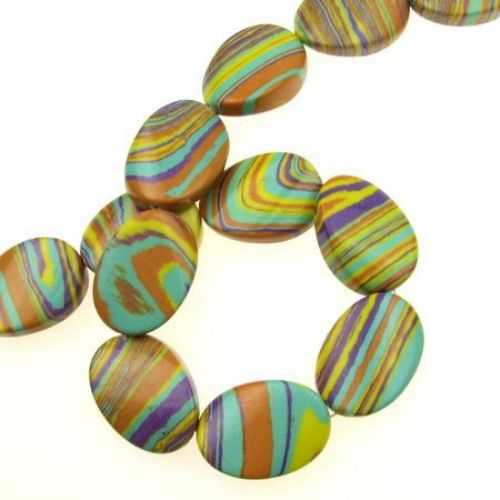 Gemstone Beads Strand, Synthetic Turquoise, Oval, Mixed color, 25x18x7mm, ~16 pcs