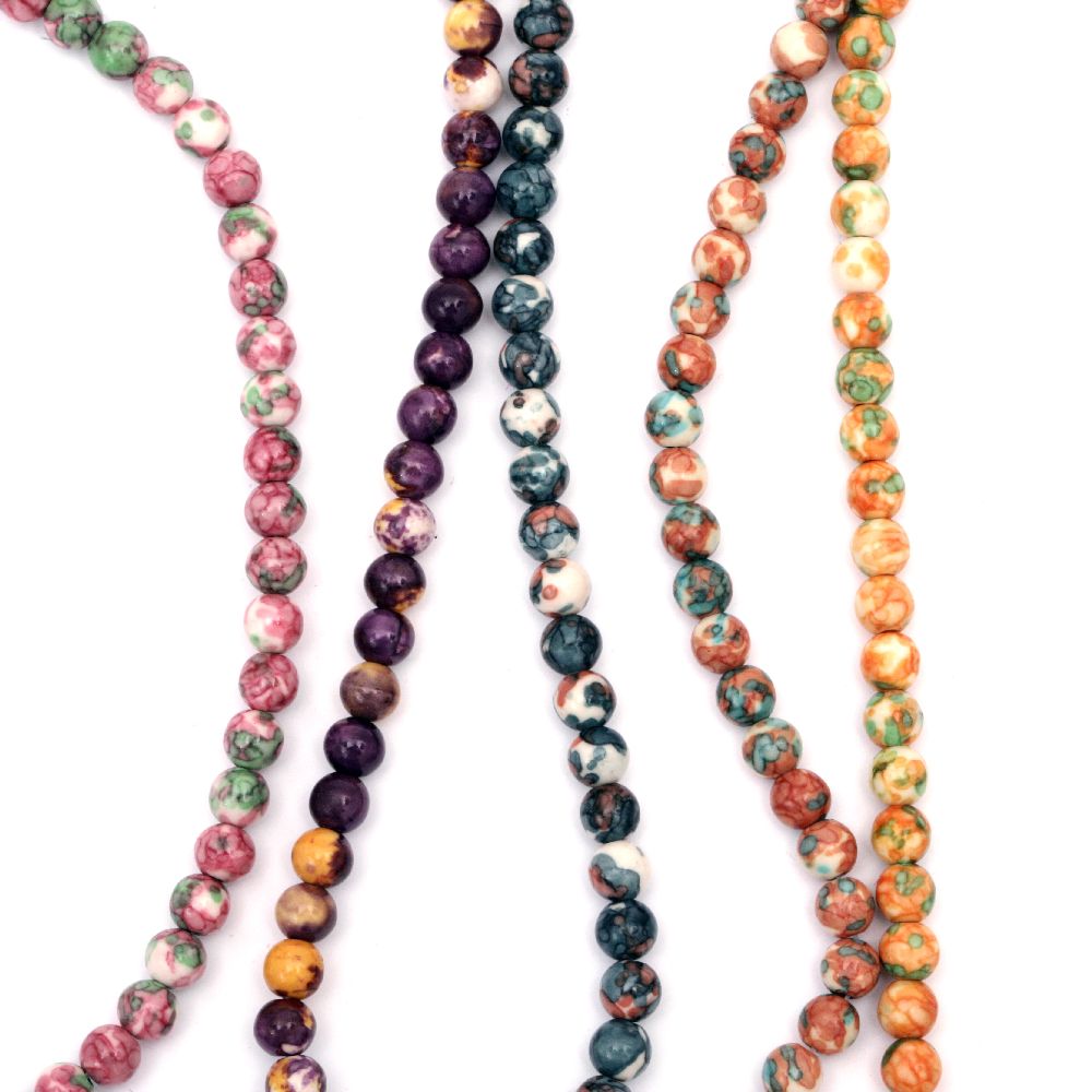 Perle de coarde semiprețioase piatră TURKOAZ culori asortate bile 6mm ~ 65 bucăți