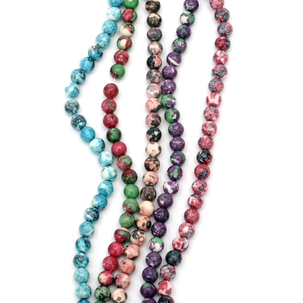 Colored Natural Stone Beads / TURQUOISE, Assorted Colors, Ball: 8 mm ~ 48 pieces