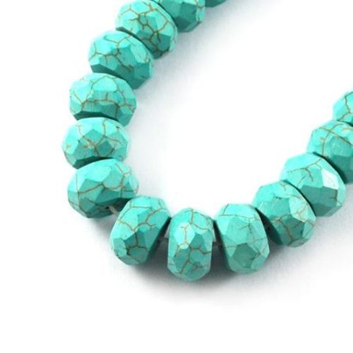 Gemstone Beads Strand, Synthetic Turquoise, Abacus, Faceted, 10x6 mm, ~60 pcs