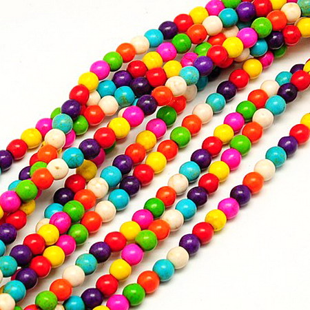Gemstone Beads Strand, Synthetic Turquoise, Round, Mixed color, 8mm, ~50 pcs