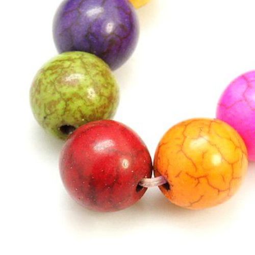 Наниз мъниста полускъпоценен камък ТЮРКОАЗ многоцветен синтетичен топче 12 мм ~32 броя