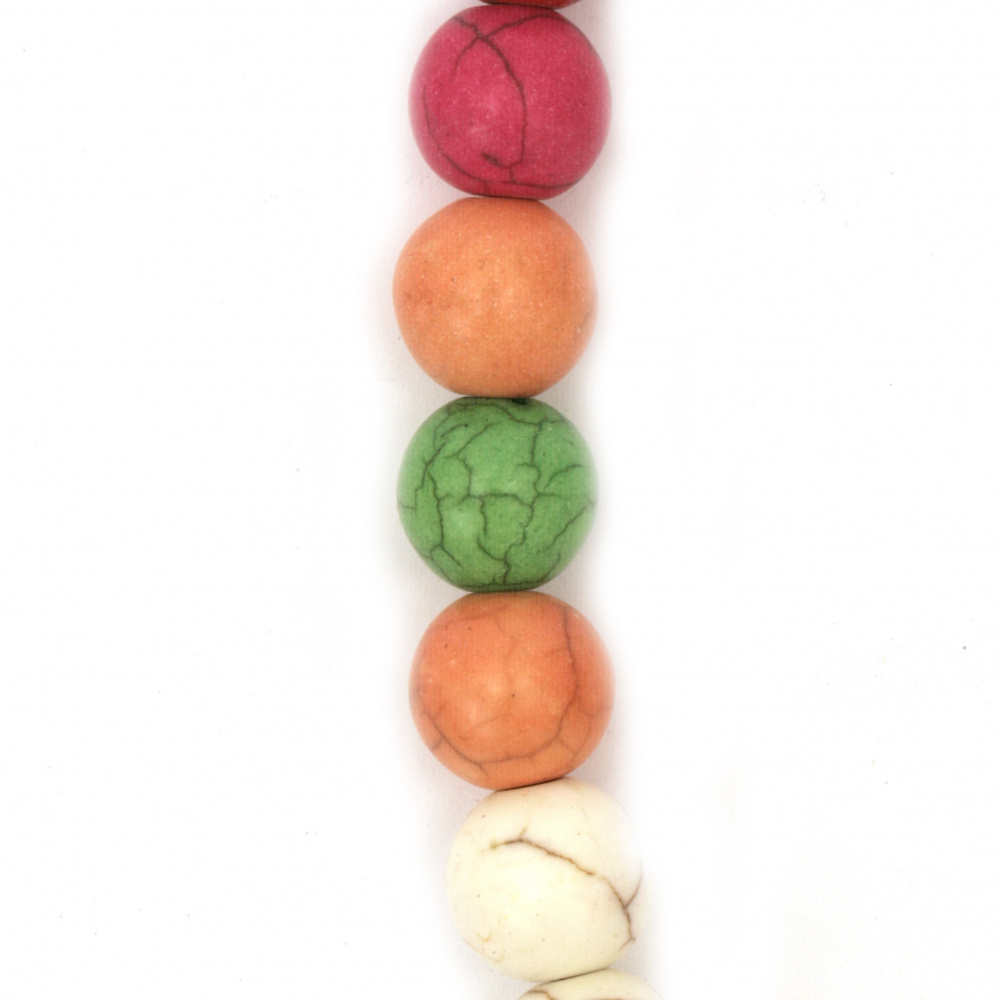 Наниз мъниста полускъпоценен камък ТЮРКОАЗ многоцветен синтетичен топче 10 мм ~40 броя