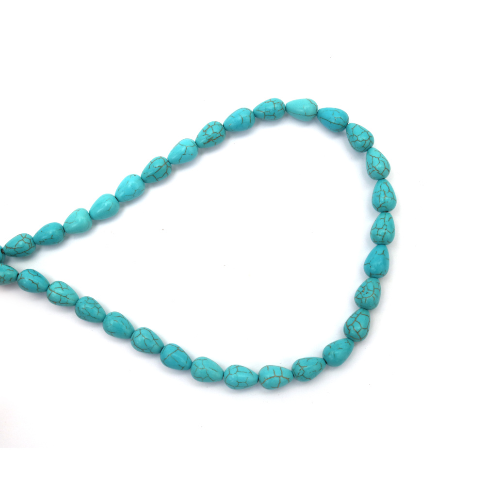 Șirag de mărgele din turcoaz sintetic, formă picătură, culori mixte, 17x8 mm, aprox. 33 buc.