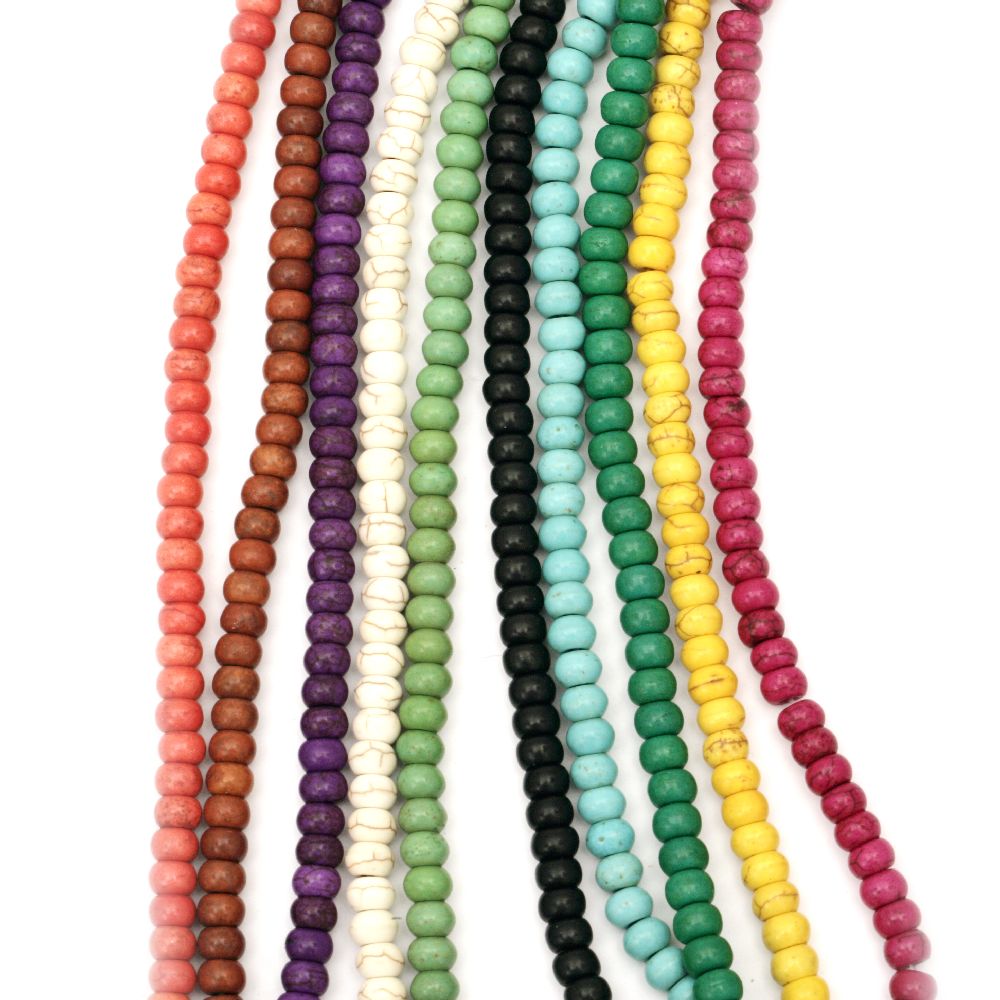 String beads semi-precious stone TURCOASE synthetic ASSORTE colors washer 6x4 mm ~ 98 pieces