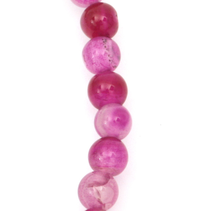 Natural Agate pink dark ball 6 mm ~ 66 pieces