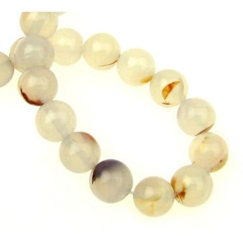 Natural White Agate Round Beads Strand 10mm ~ 38 pcs