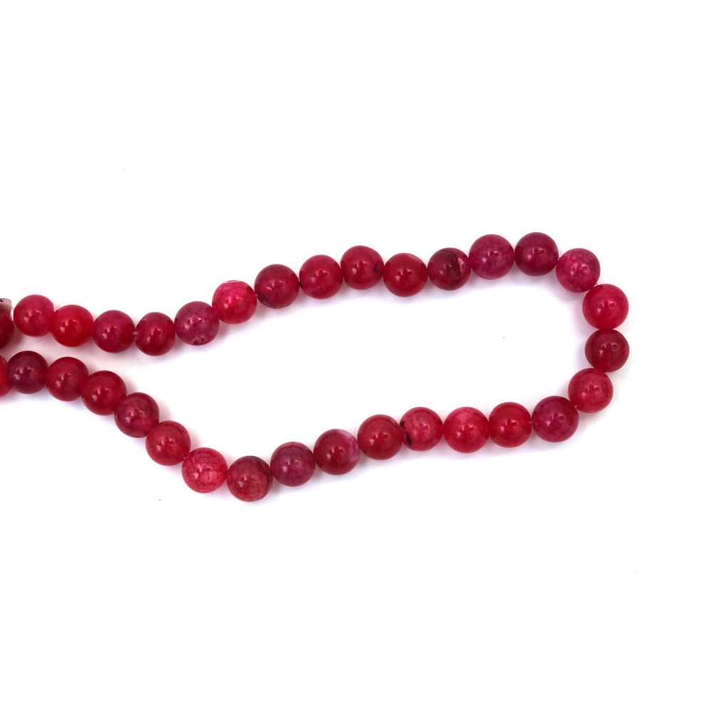 Snur de margele piatra semipretioasa Minge de ciclamen agat crăpat 10 mm ±38 buc.