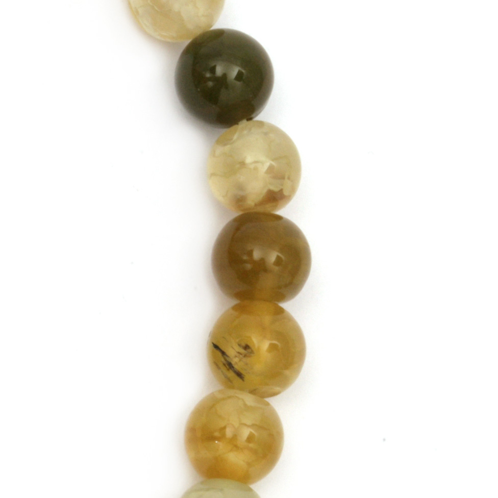 Natural Agate Round Beads Strand, Dyed, Green, Crackle 8mm ~ 48 pcs