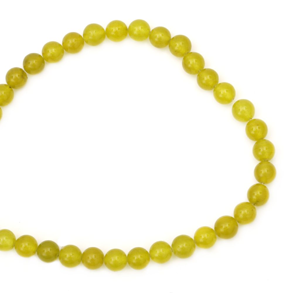 Natural Agate Round Beads Strand, Dyed, Yellow 10mm ~ 38 pcs