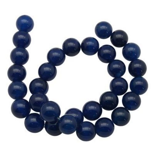 Natural Agate Round  Beads Strand, Dyed, Indigo10mm ~ 40 pcs