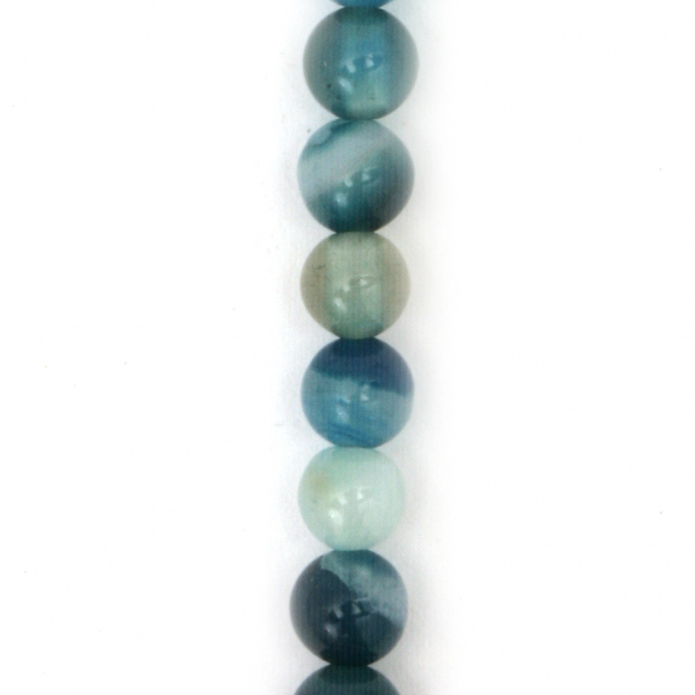 String Small Striped Semi-precious Stone Beads / BLUE AGATE, Ball: 4 mm ~ 93 pieces