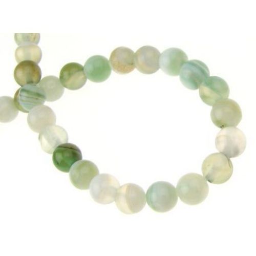 Natural Striped White Agate Round  Beads Strand, Dyed, Pale Green 6mm ~ 65 pcs