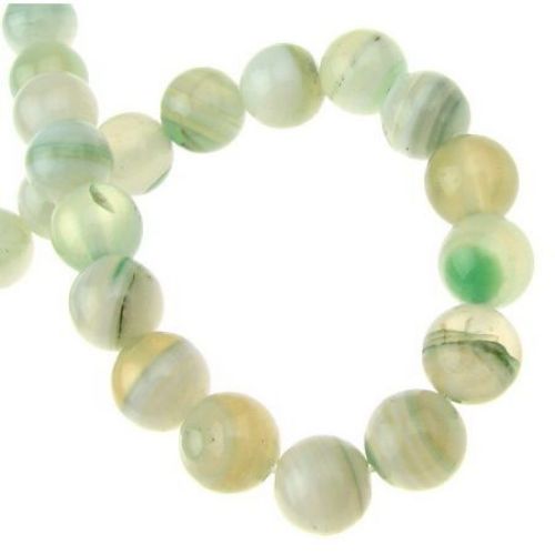 Natural Striped White Agate Round  Beads Strand, Dyed, Pale Green 8mm ~ 48 pcs
